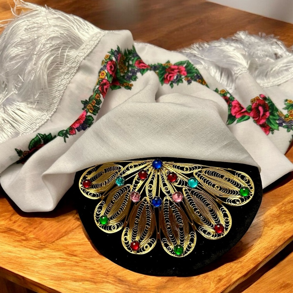 Ethnic Balkan Headpiece With Headscarf 24K Gold Plated #xhubleta
